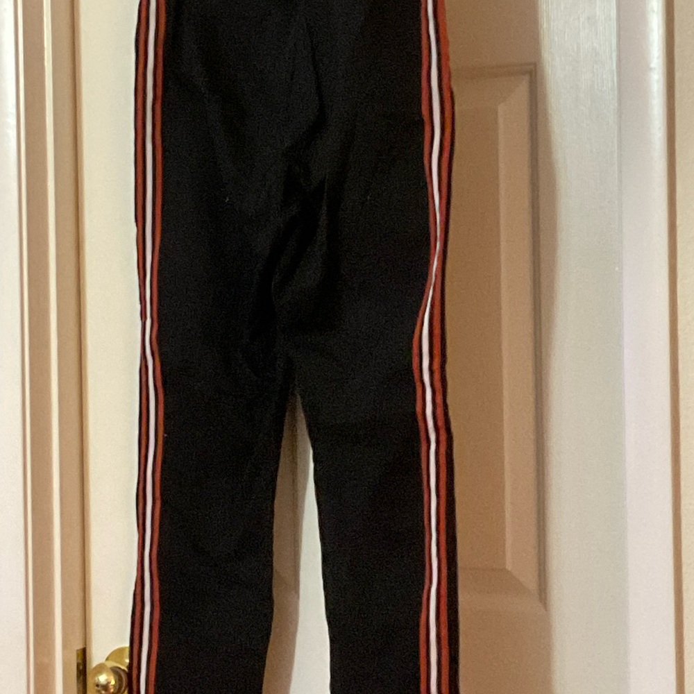 New black trouser Jean with red/white ribbon stripe on sides